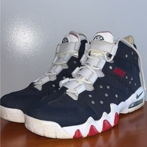 Nike Black and White High-Top Sneakers with Red Details